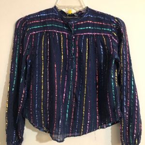 Large 1/2 button sheer blouse